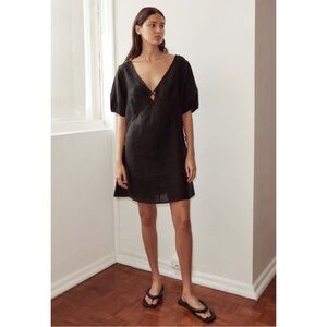 deiji studios - tie seam short sleeve mini dress